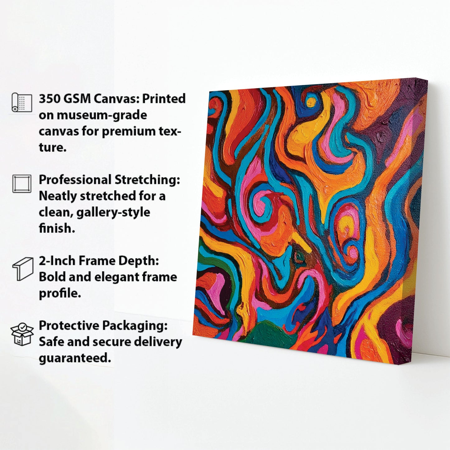 Sleek Abstract Canvas Wall Art Stretched Frame – Perfect for Living Rooms & Offices