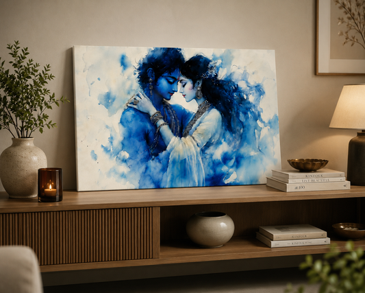 Eternal Divine Love – Radha Krishna Canvas Wall Painting for Home Décor