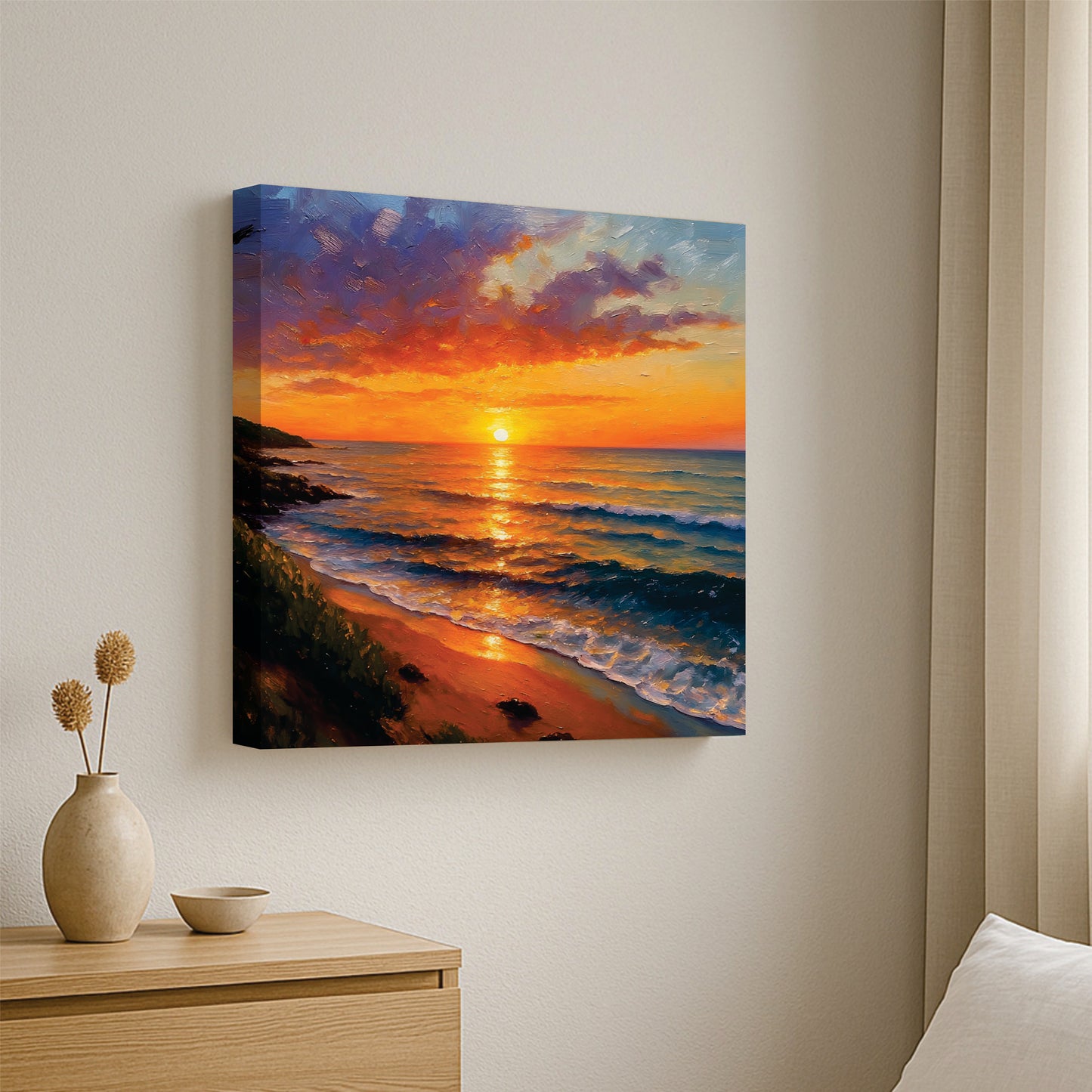 Golden Dusk Studio Canvas Wall Art Stretched Frame Painting