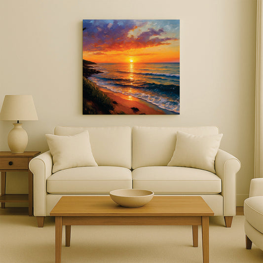 Golden Dusk Studio Canvas Wall Art Stretched Frame Painting