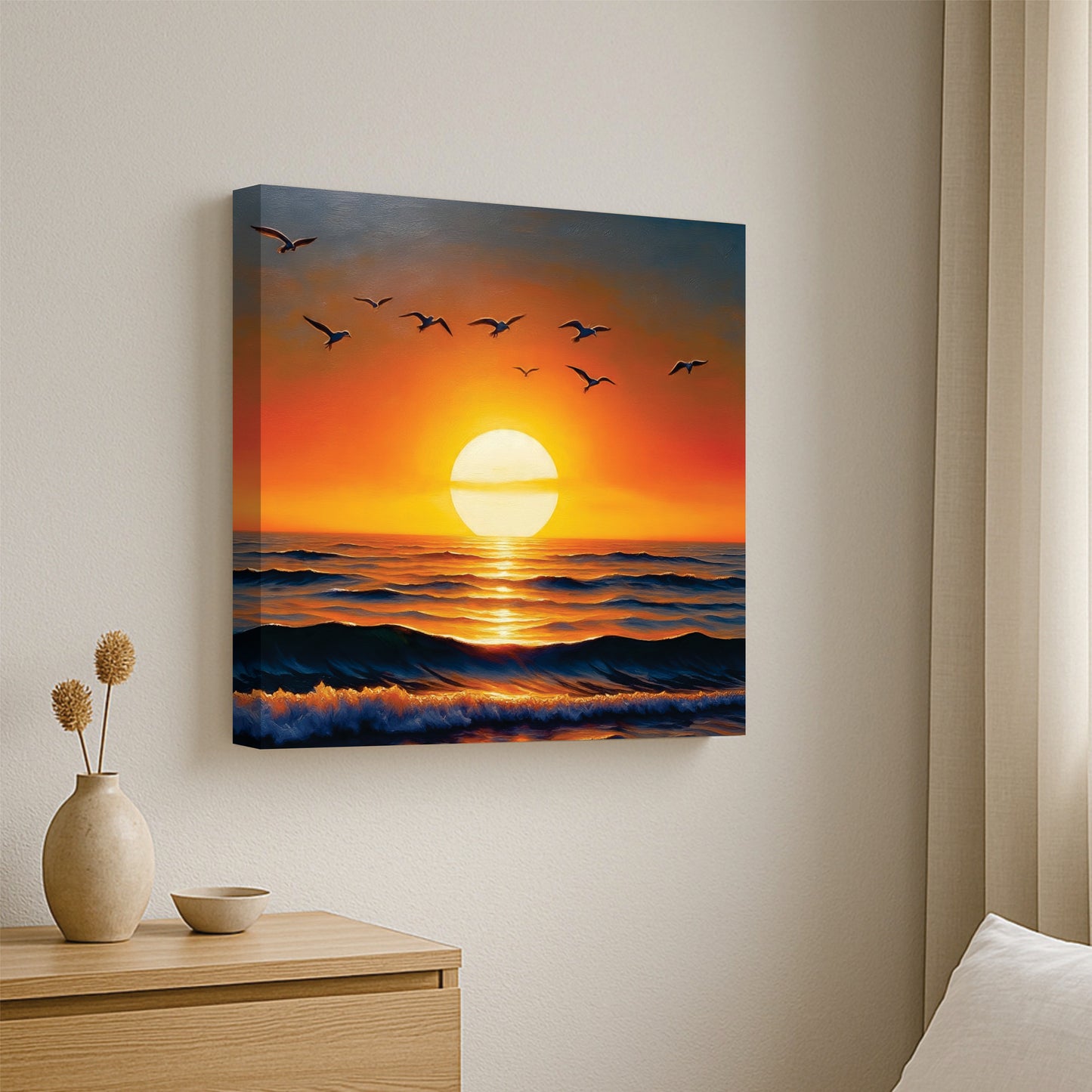 Golden Horizon Canvas Wall Art Stretched Frame Painting