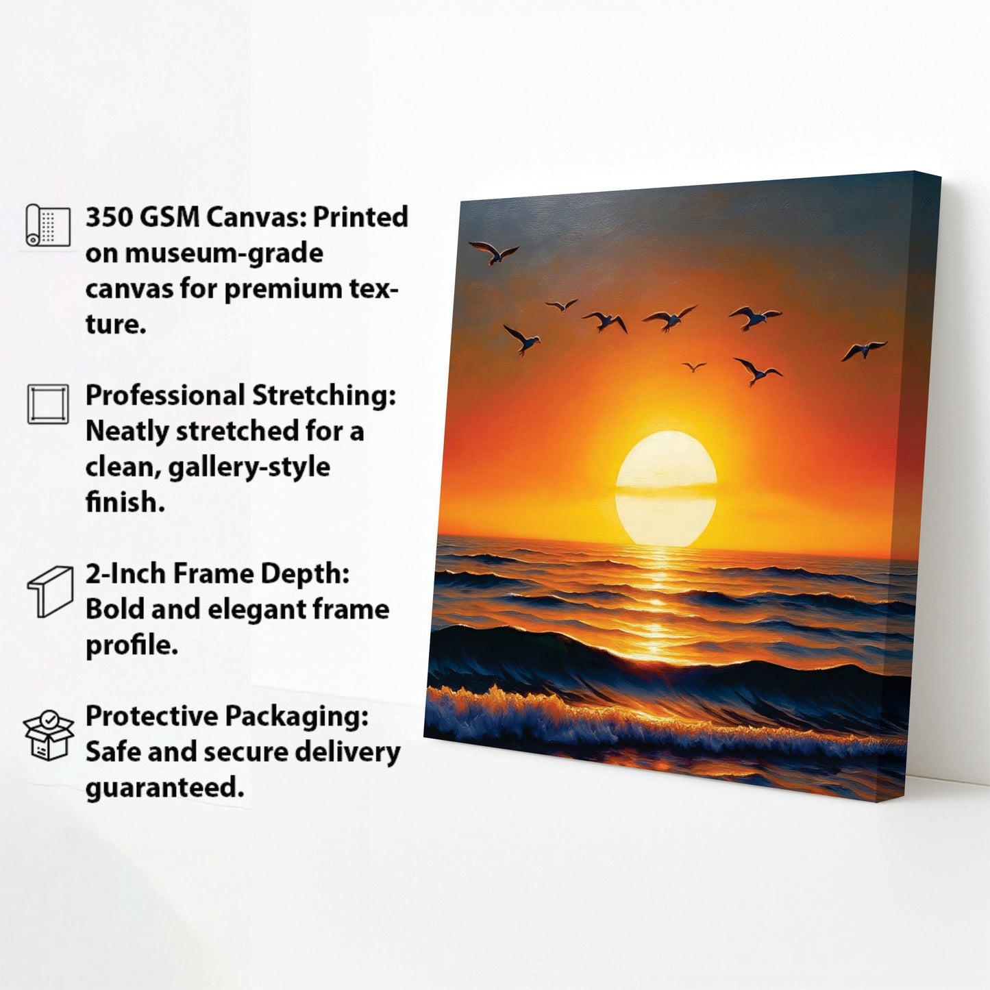 Golden Horizon Canvas Wall Art Stretched Frame Painting