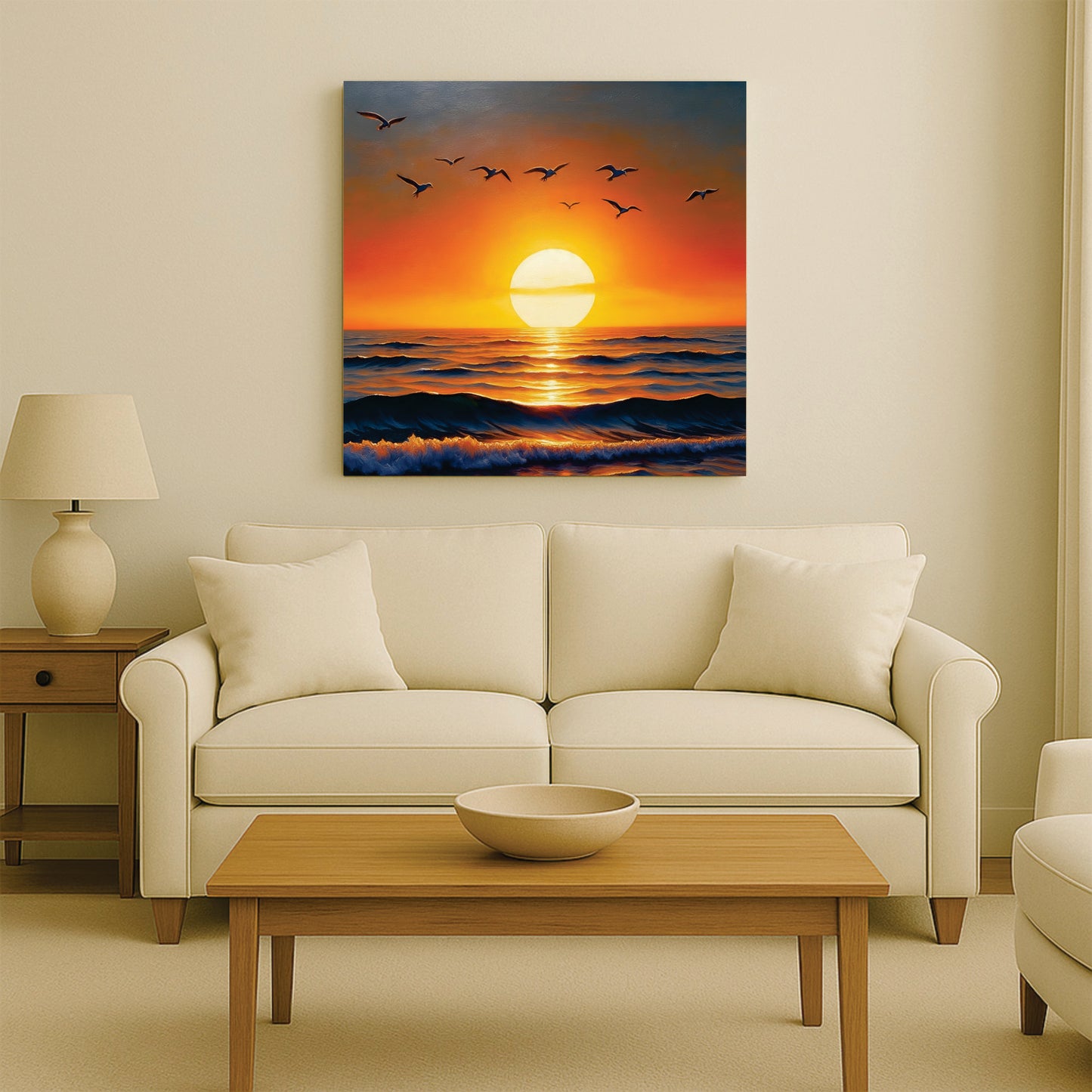 Golden Horizon Canvas Wall Art Stretched Frame Painting