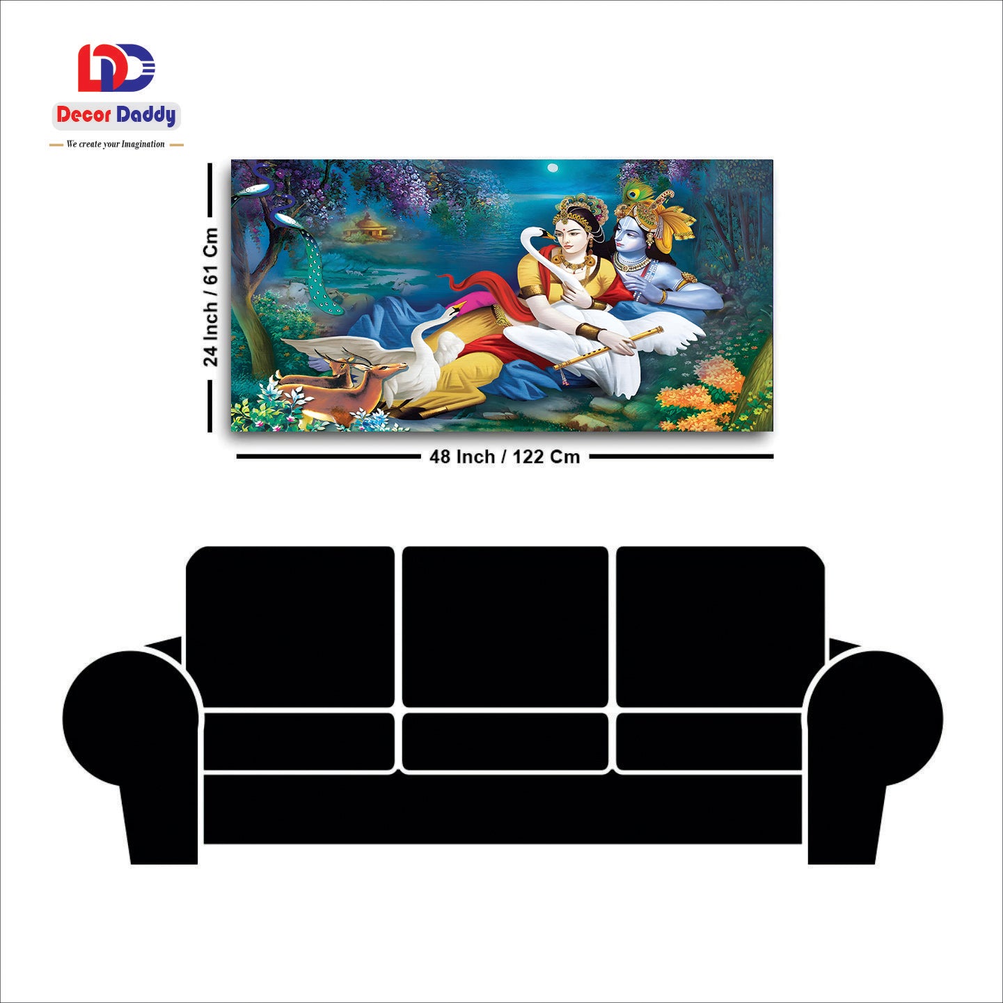 True Love of Krishna and RadhaCanvas wall art painting