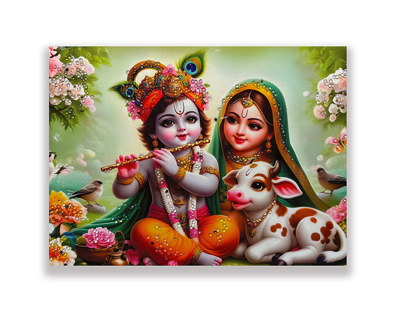 Cute Radha Krishna Crystal Panting