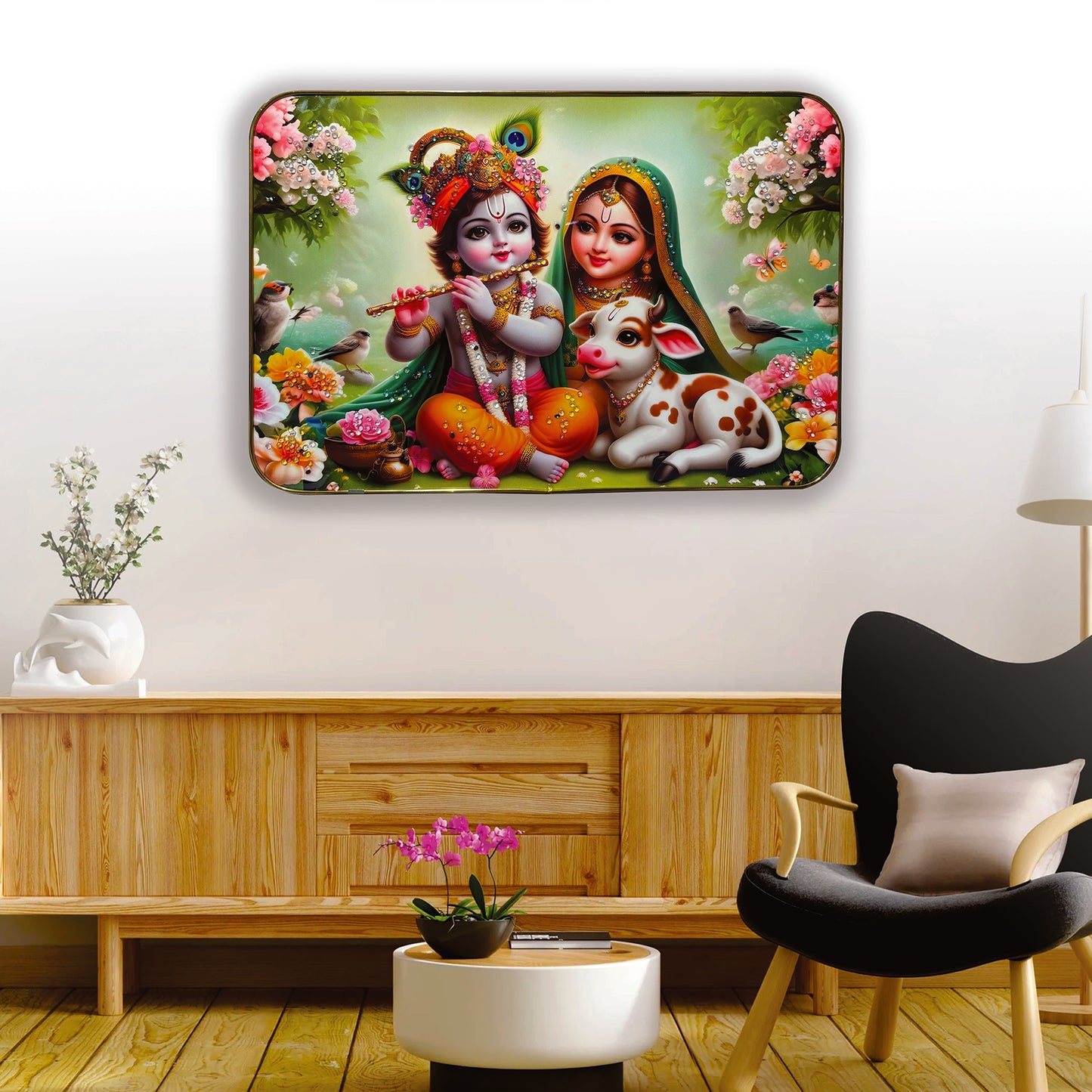 Cute Radha Krishna Crystal Panting