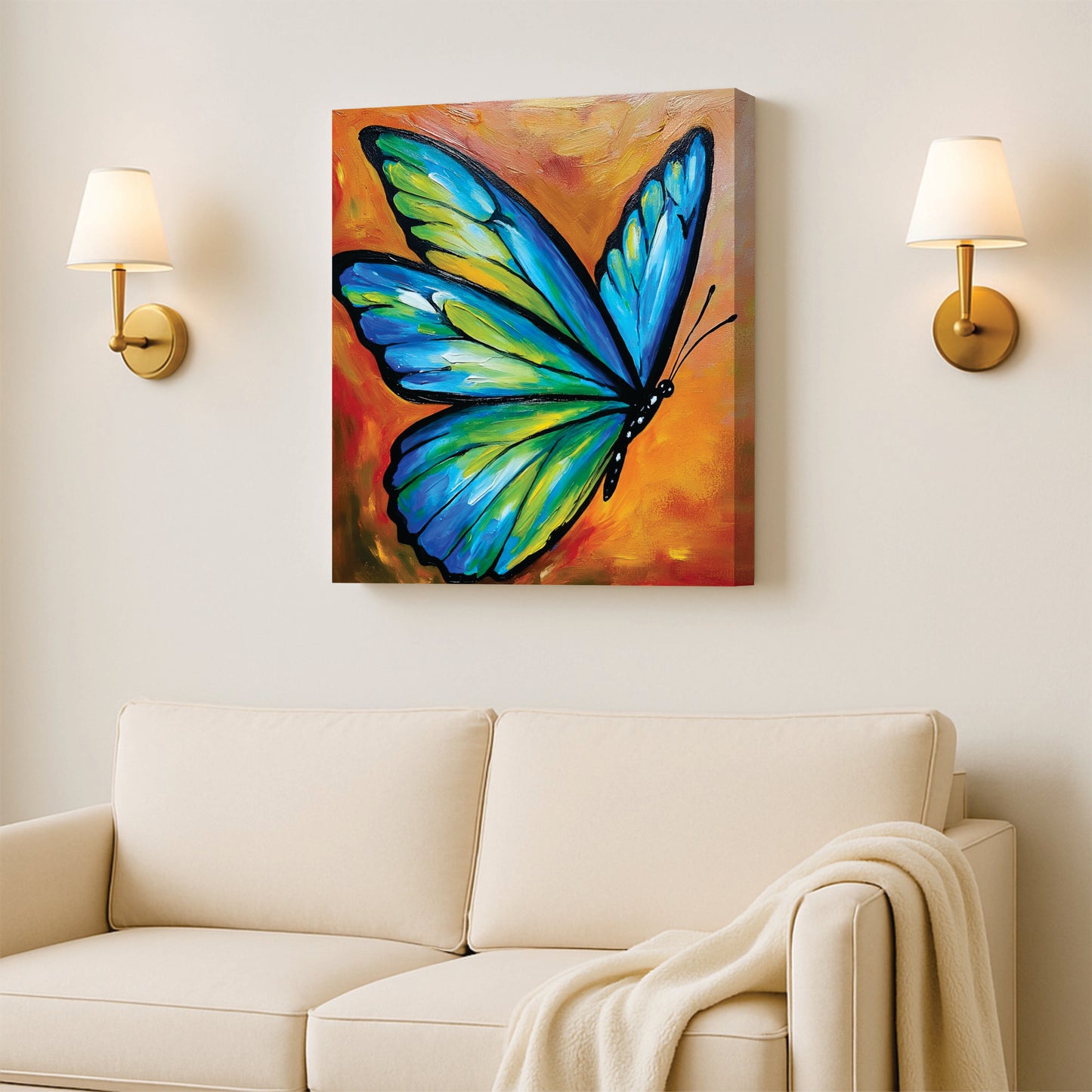 Mystic Butterfly Canvas Stretched Frame Painting – Modern Aesthetic Wall Décor