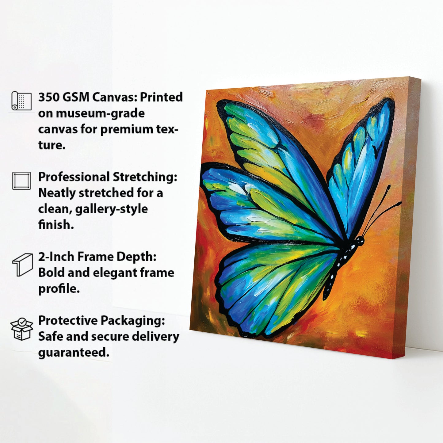 Mystic Butterfly Canvas Stretched Frame Painting – Modern Aesthetic Wall Décor