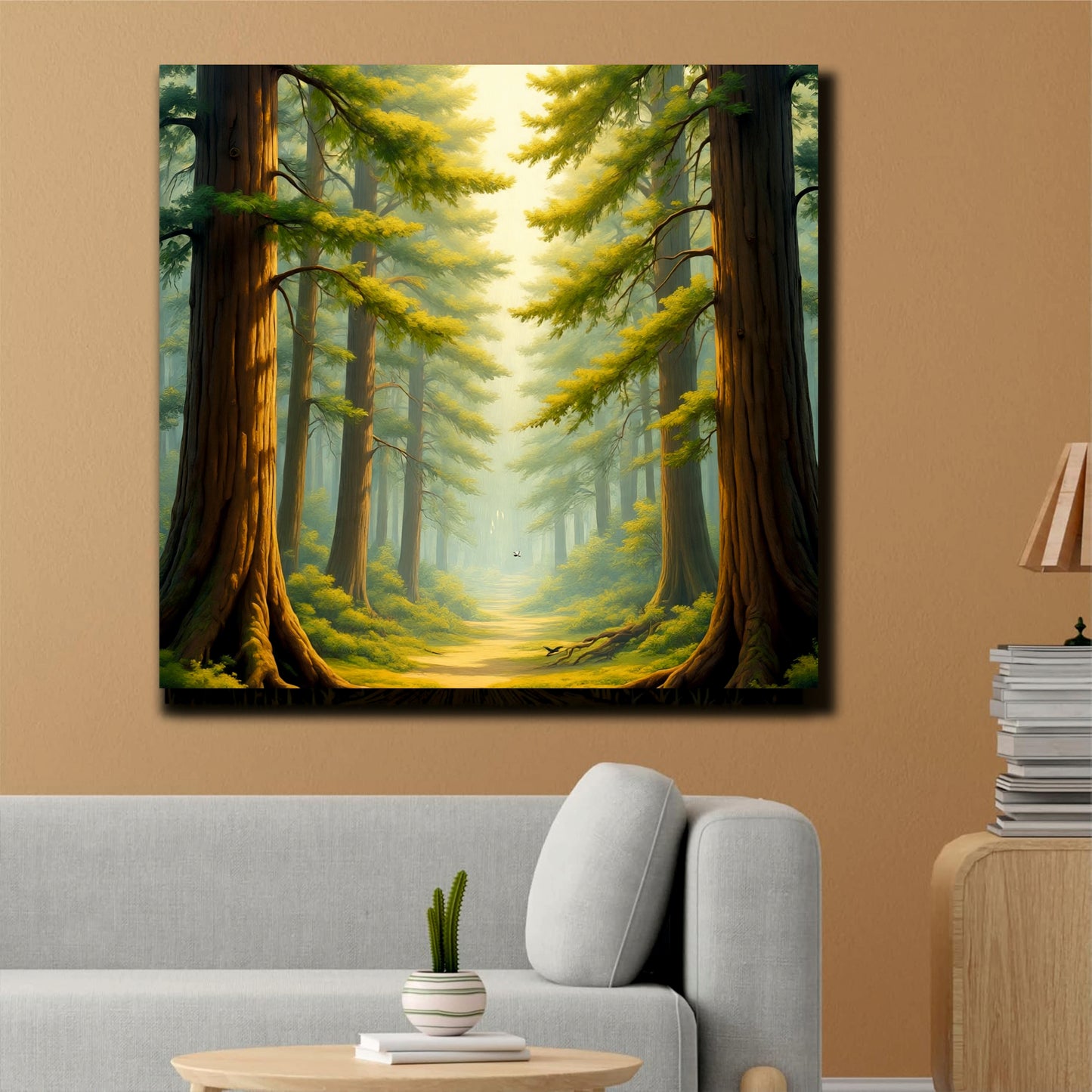 Into the Woods – Nature Canvas Wall Art Stretched Frame Painting