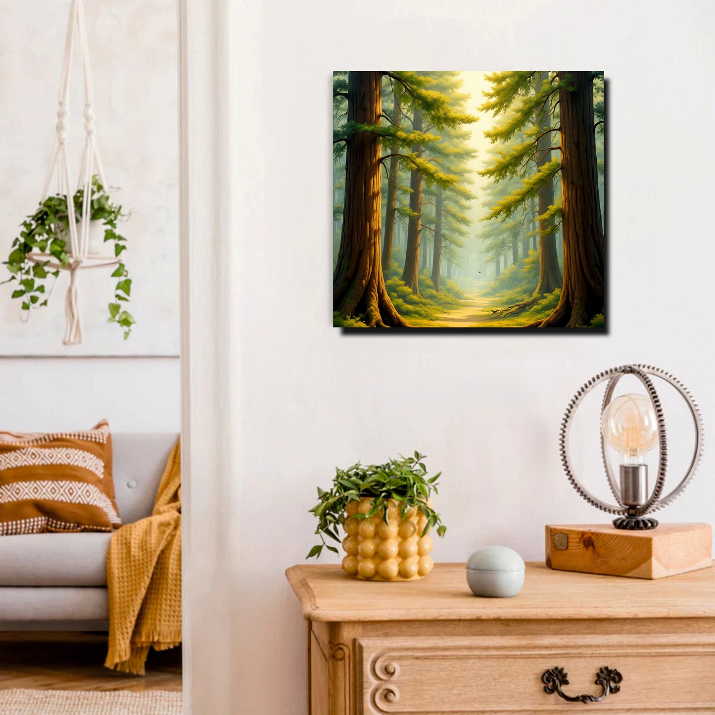 Into the Woods – Nature Canvas Wall Art Stretched Frame Painting