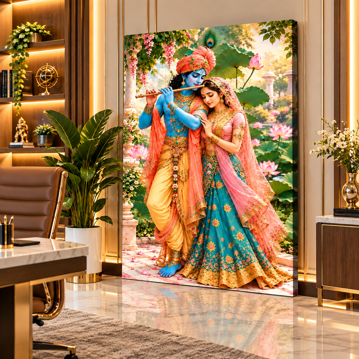 Radha Krishna Canvas Wall Painting for Home & Office Decor | Traditional Krishna Wall Art