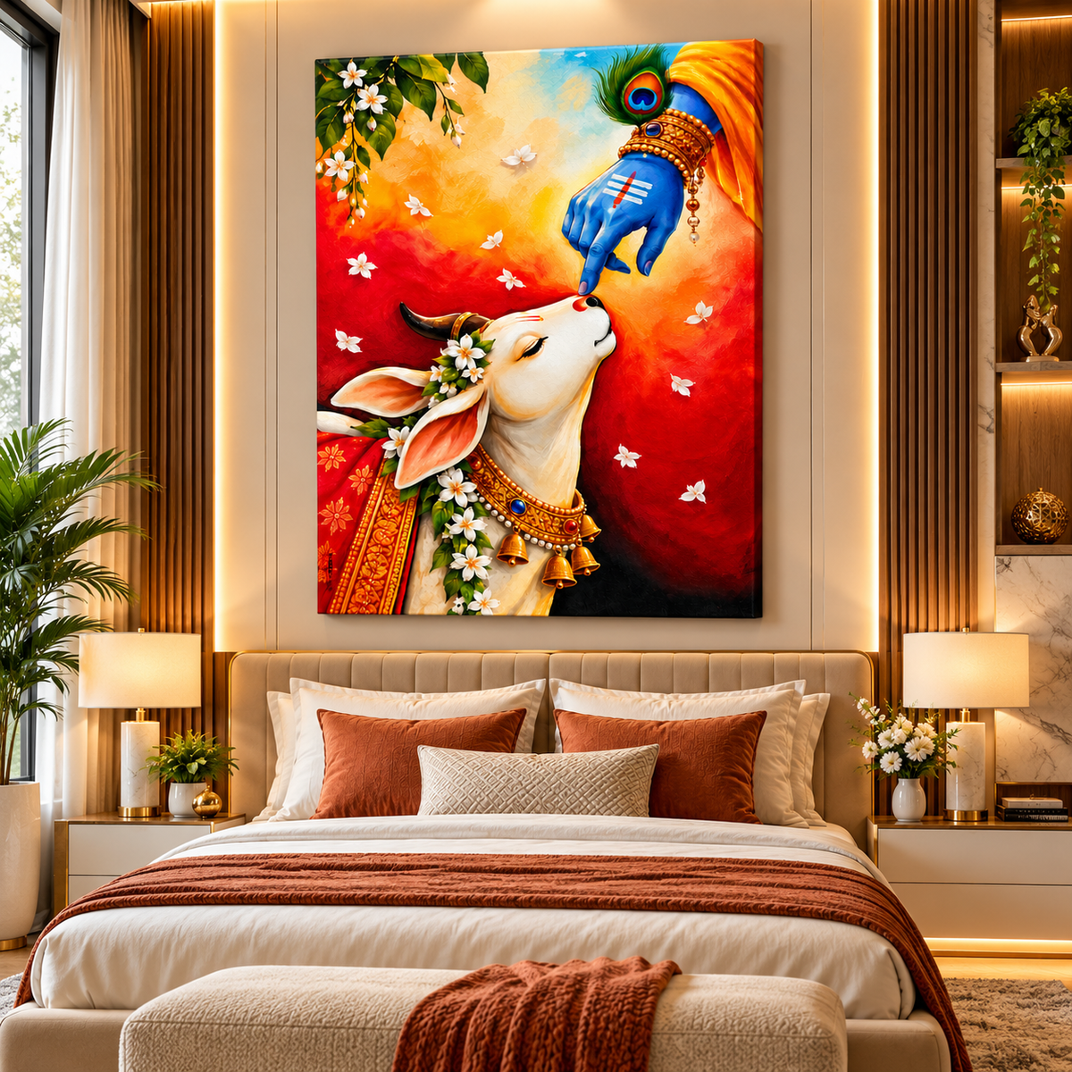 Nandi Shiva Canvas Wall Painting | Divine Religious Wall Art for Home, Pooja Room & Office Decor