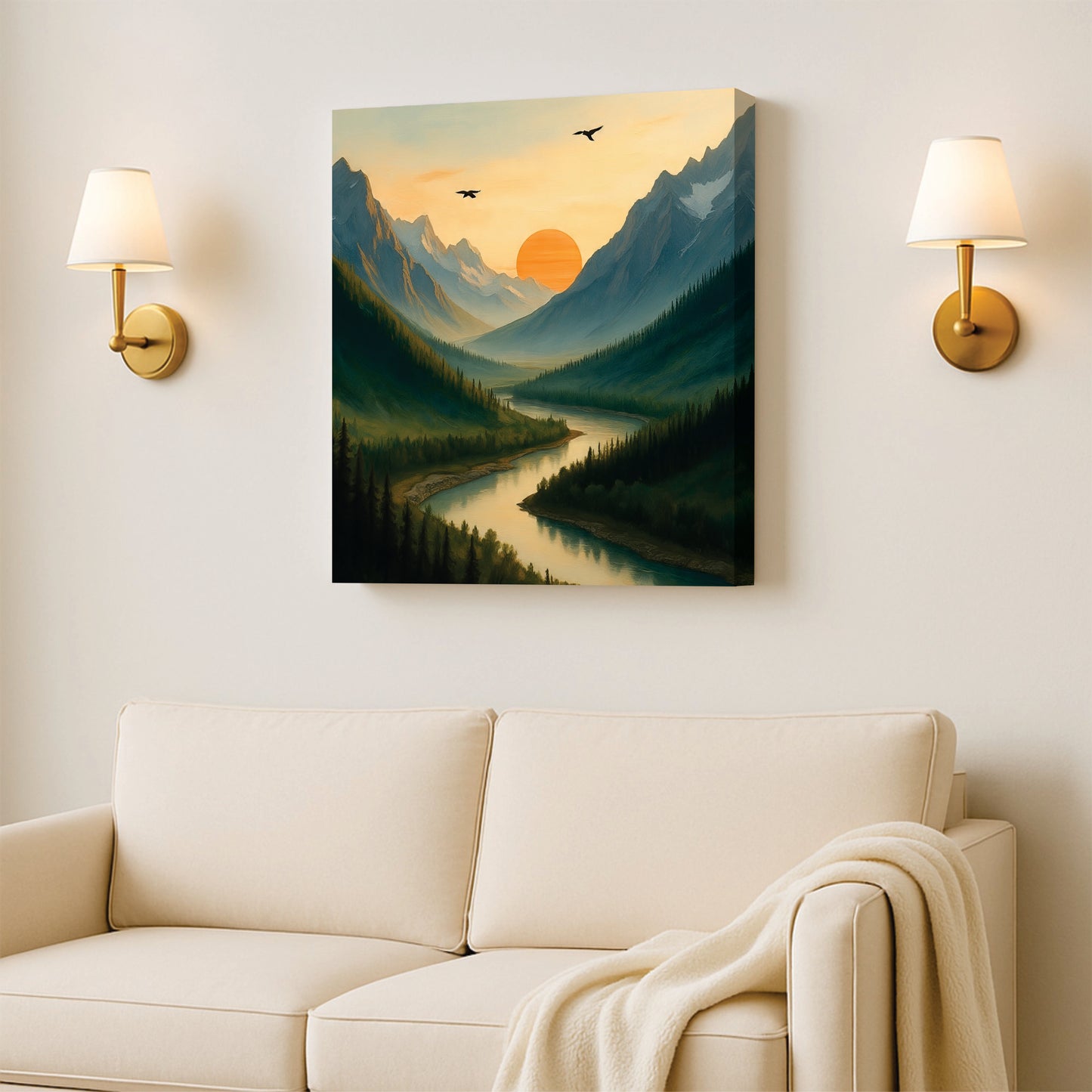 Sunset Valley Studio Canvas Wall Art Stretched Frame Painting