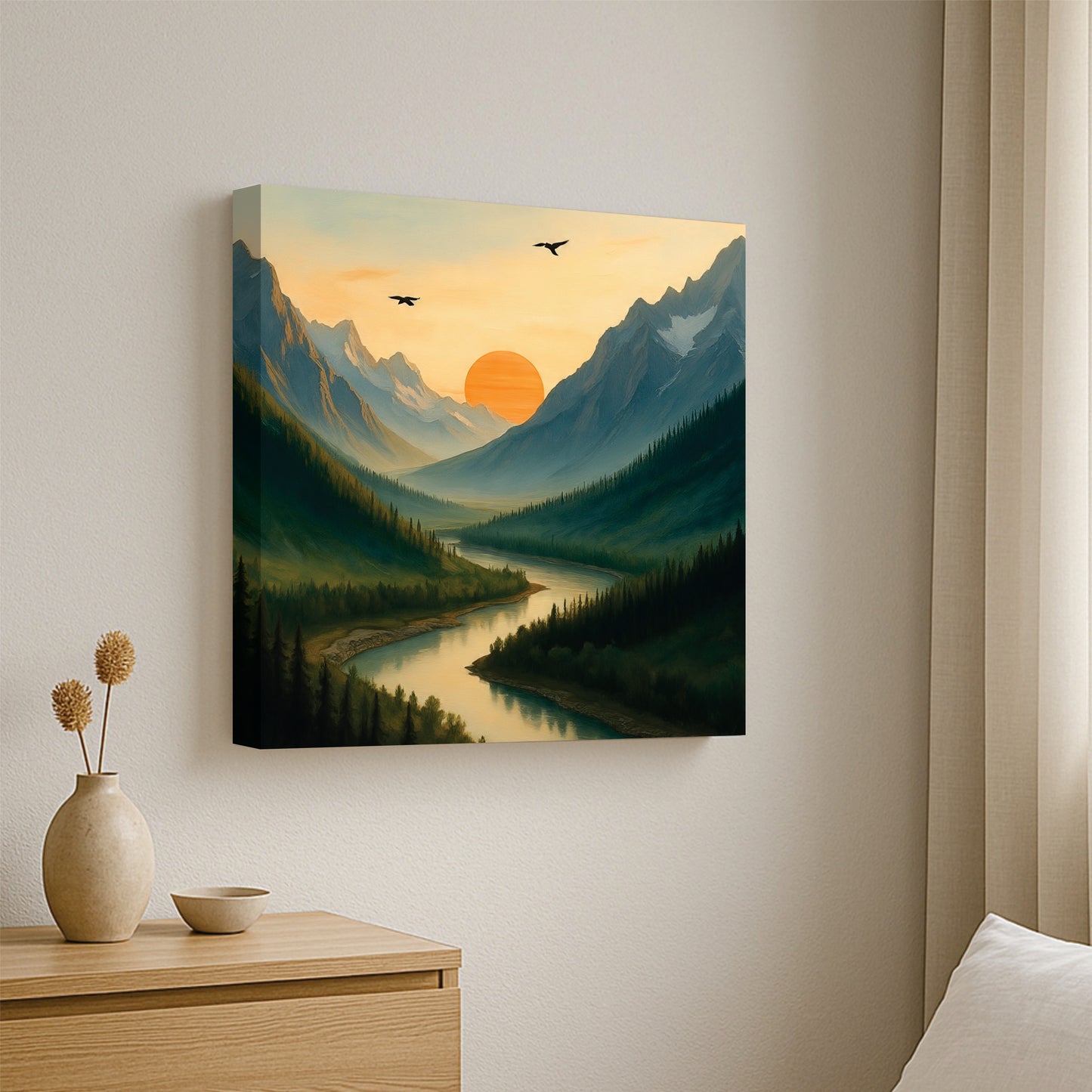 Sunset Valley Studio Canvas Wall Art Stretched Frame Painting