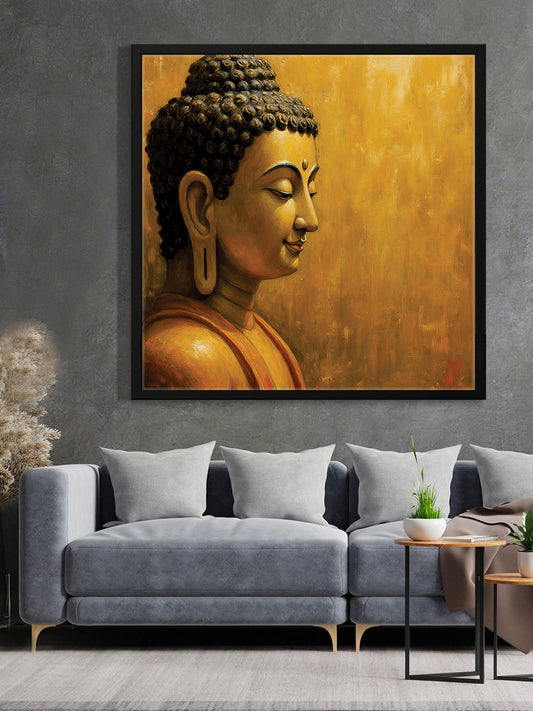 Burning Wisdom, Tranquil Heart Canvas Wall Art Black Frame Painting