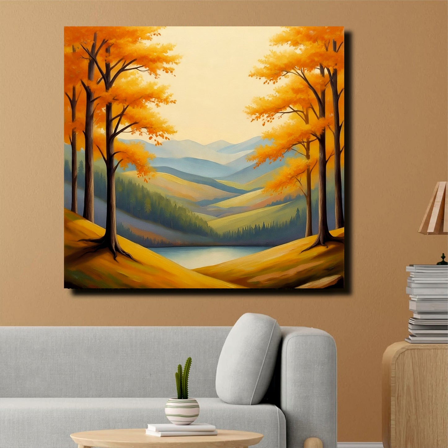 "Evergreen Escape – Living Room Canvas Wall Art Stretched Frame Painting