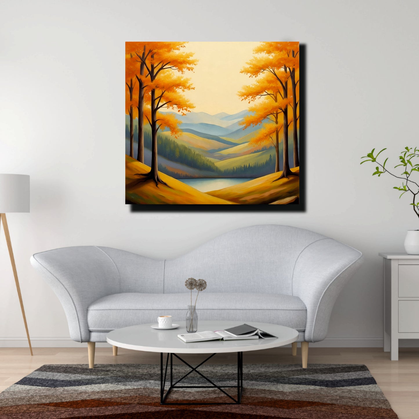 "Evergreen Escape – Living Room Canvas Wall Art Stretched Frame Painting