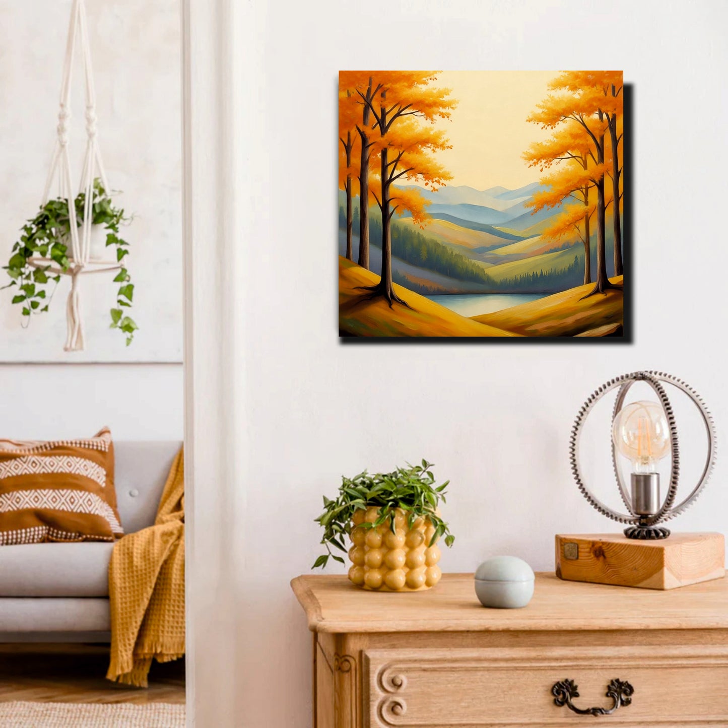 "Evergreen Escape – Living Room Canvas Wall Art Stretched Frame Painting