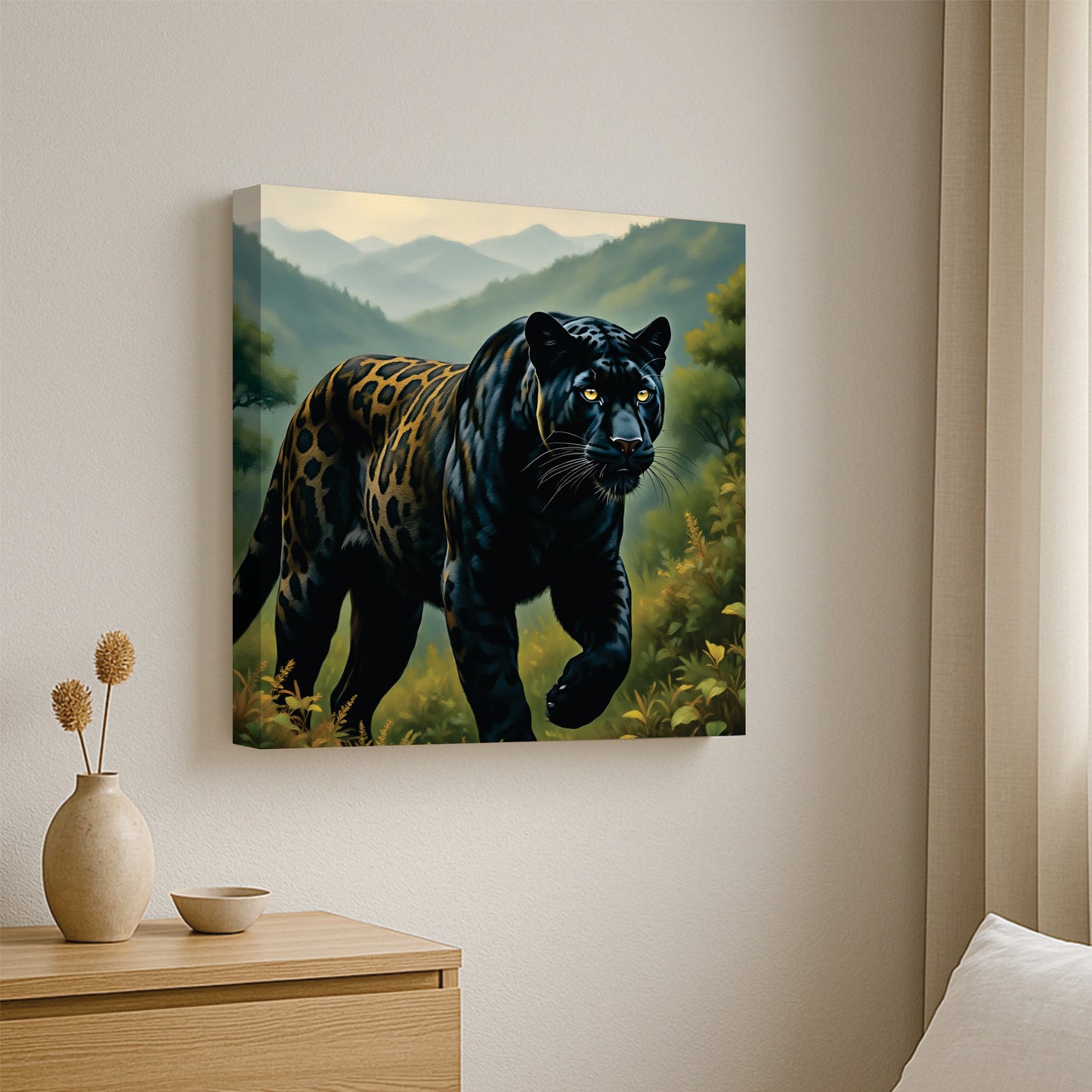 Majestic Black Panther Canvas Wall Art Stretched Frame Painting