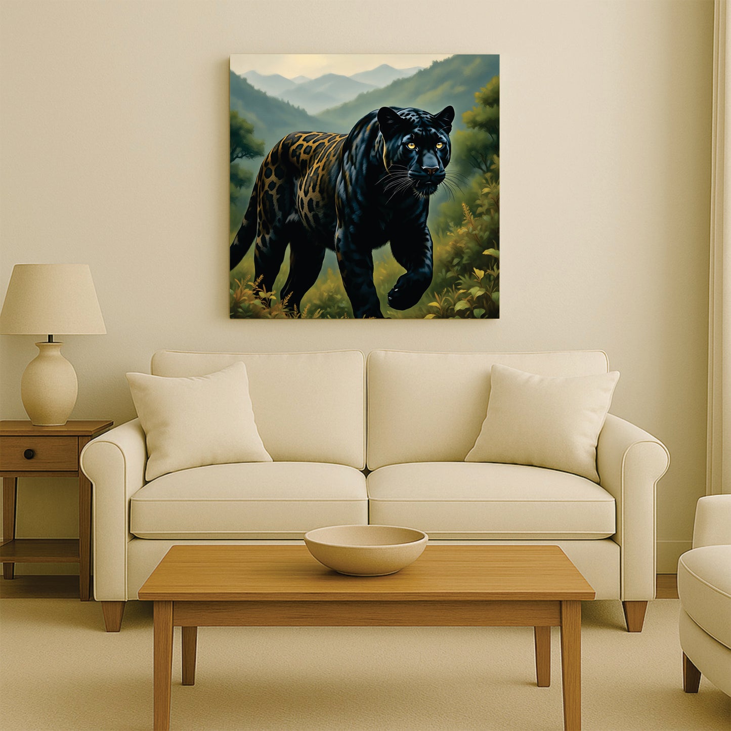 Majestic Black Panther Canvas Wall Art Stretched Frame Painting