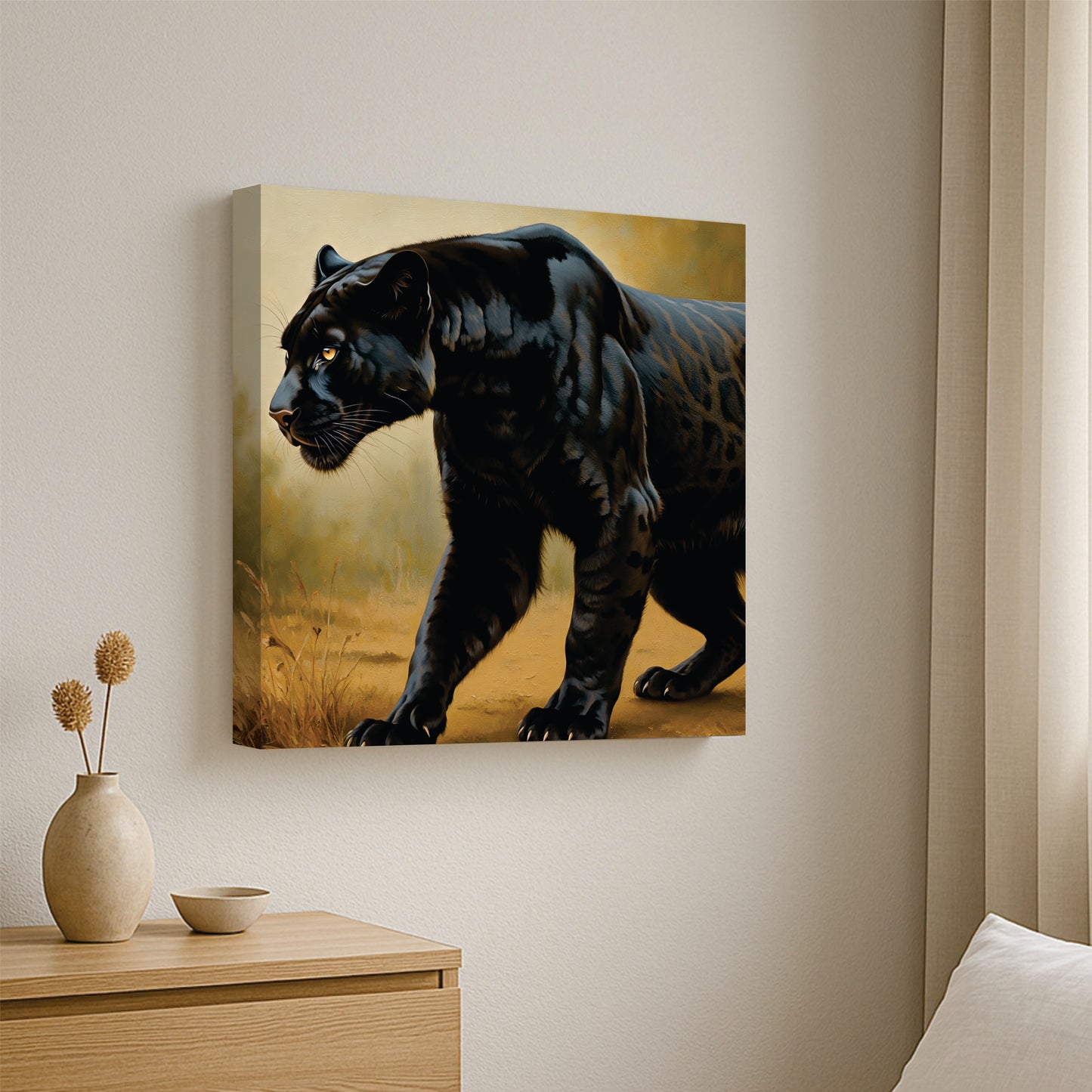 Black Panther Canvas Wall Art Stretched Frame Painting