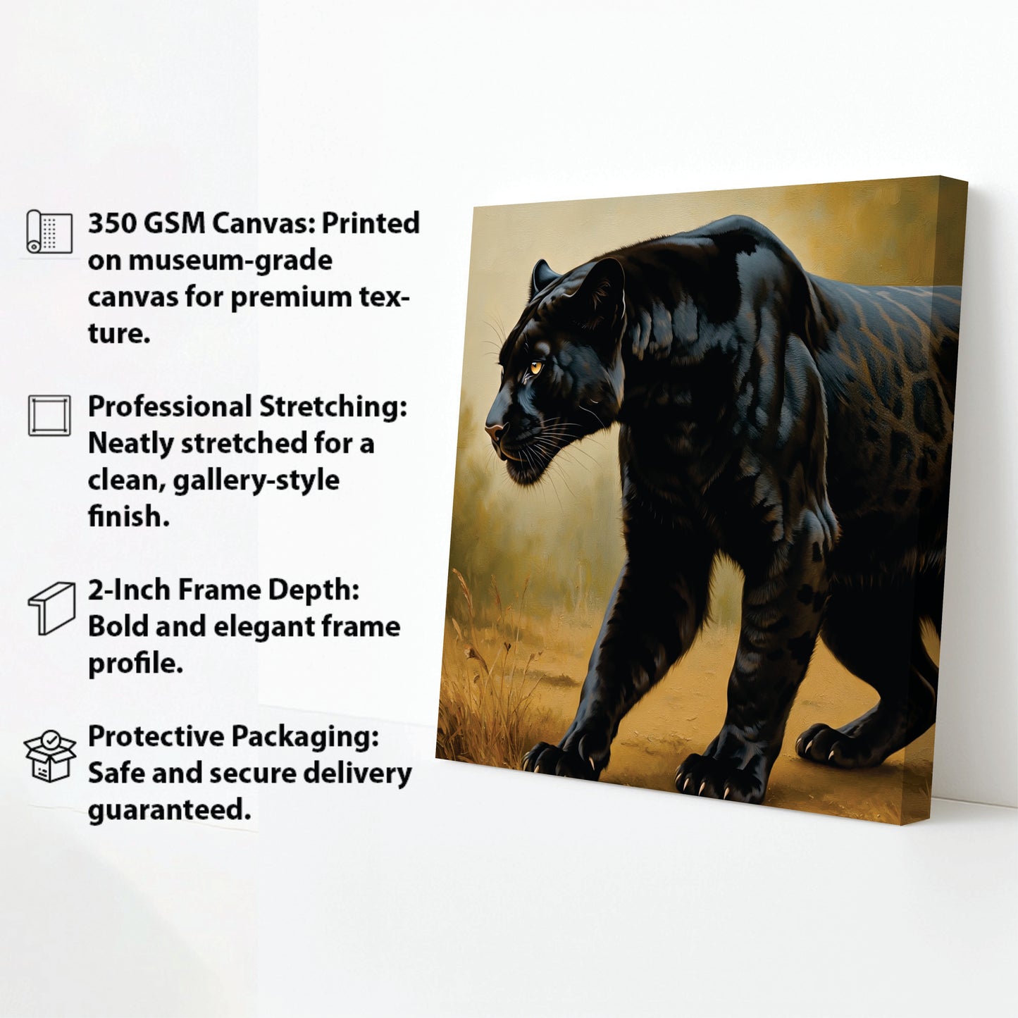 Black Panther Canvas Wall Art Stretched Frame Painting