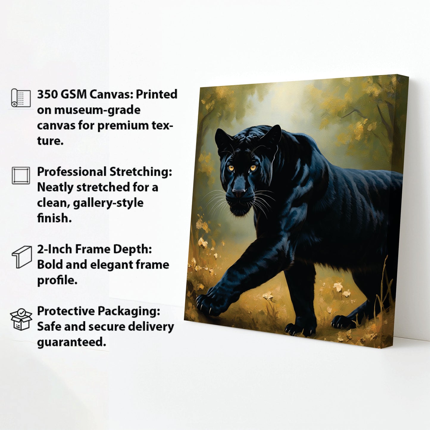 Wildlife Panther Canvas Wall Art Stretched Frame Painting