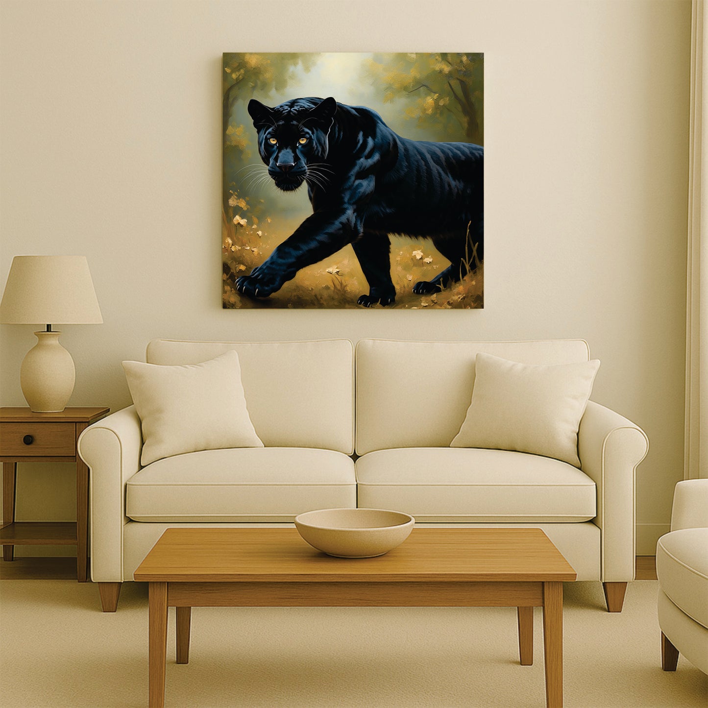 Wildlife Panther Canvas Wall Art Stretched Frame Painting