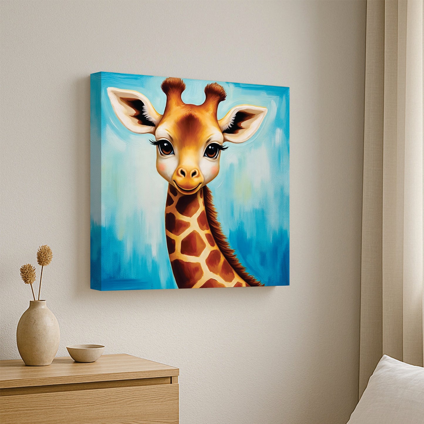 Cute Giraffe Canvas Wall Art Stretched Frame Painting