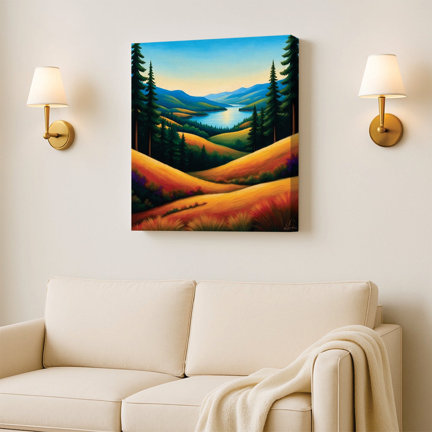 Whispering Mountains Canvas Wall Art Stretched Frame Painting
