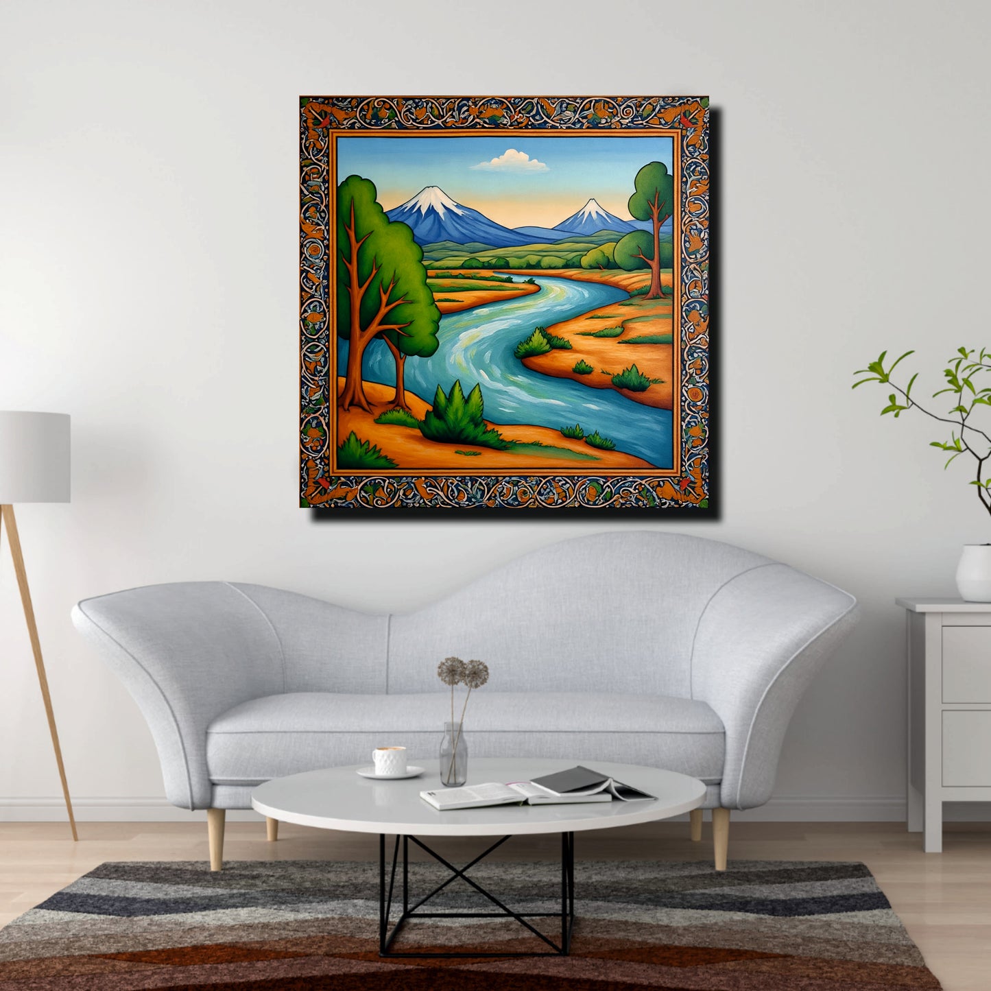 Golden Glow Tree Canvas Painting Stretched Frame – Premium Wall Décor