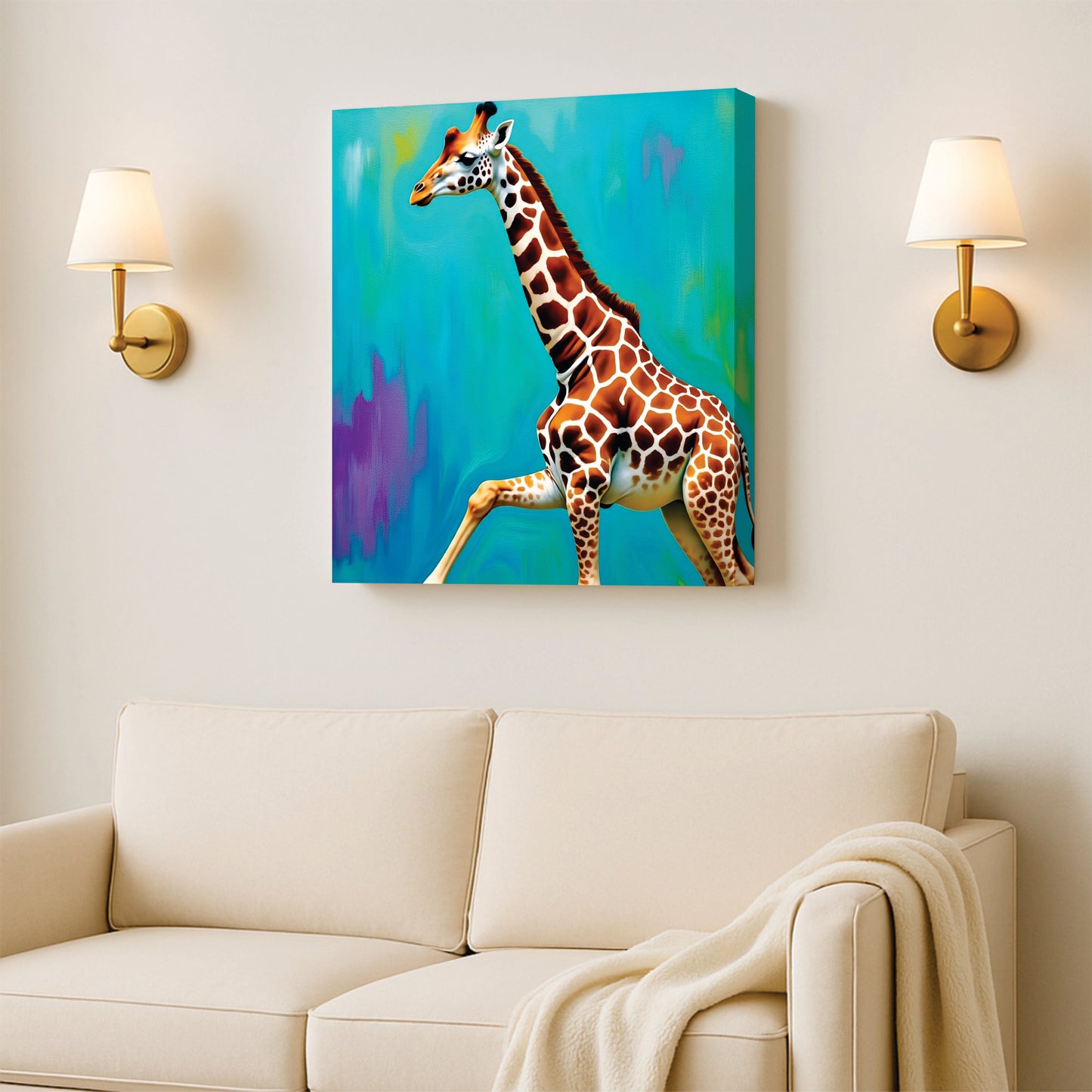 Giraffe Wildlife Canvas Wall Art Stretched Frame Painting
