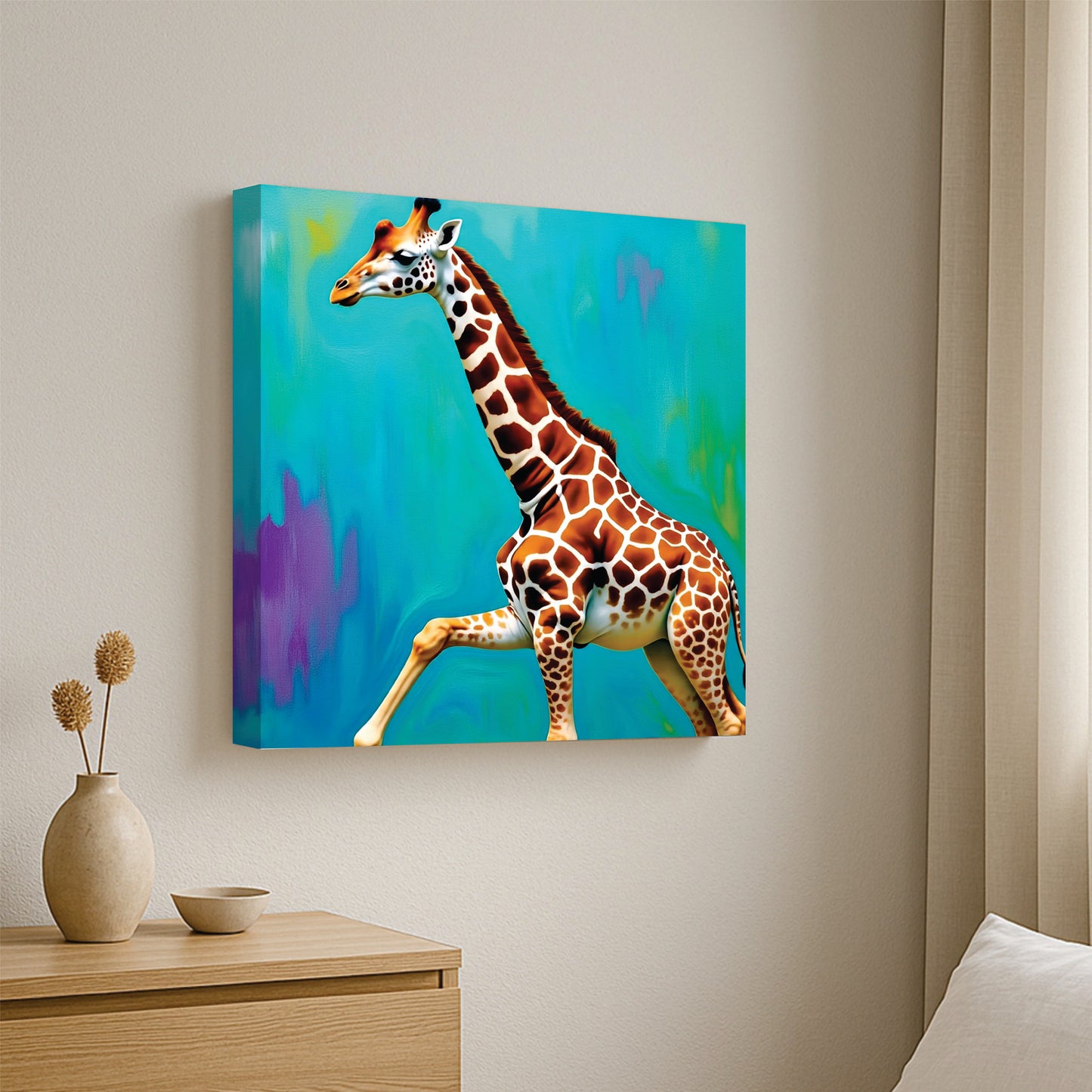 Giraffe Wildlife Canvas Wall Art Stretched Frame Painting