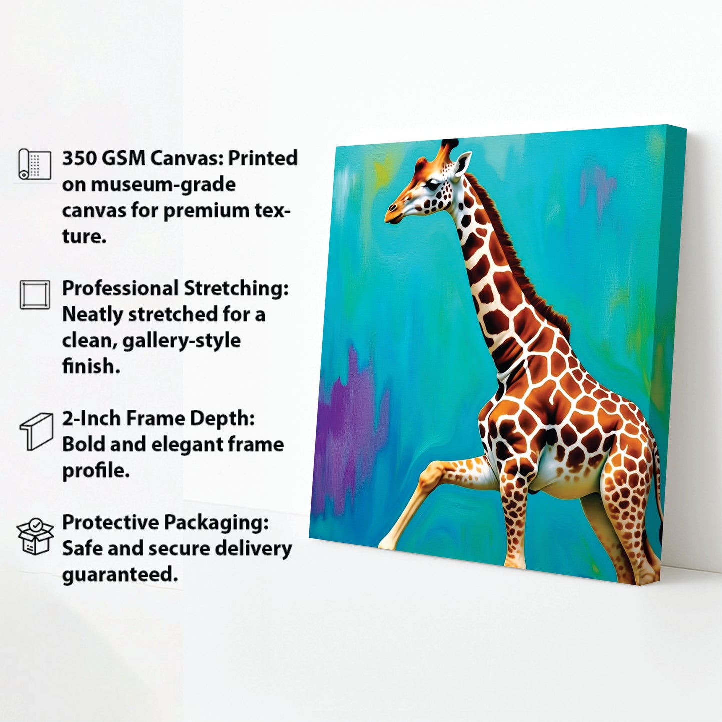 Giraffe Wildlife Canvas Wall Art Stretched Frame Painting