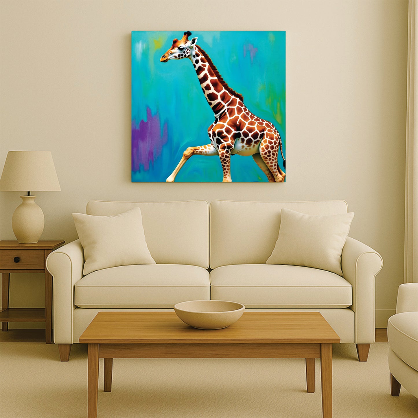 Giraffe Wildlife Canvas Wall Art Stretched Frame Painting