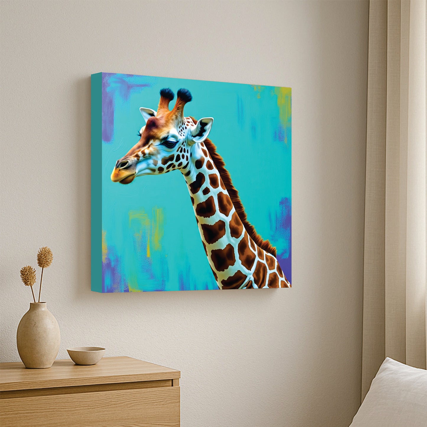 Baby Giraffe Canvas Wall Art Stretched Frame Painting