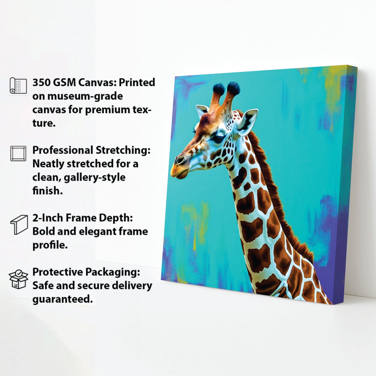 Baby Giraffe Canvas Wall Art Stretched Frame Painting