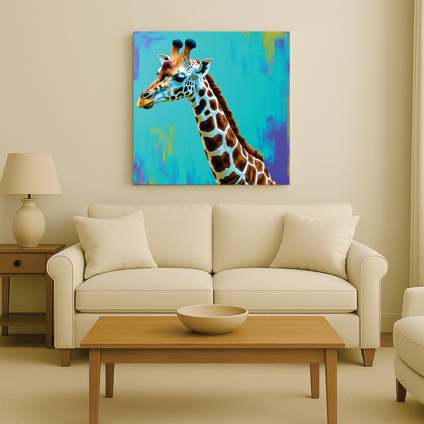 Baby Giraffe Canvas Wall Art Stretched Frame Painting