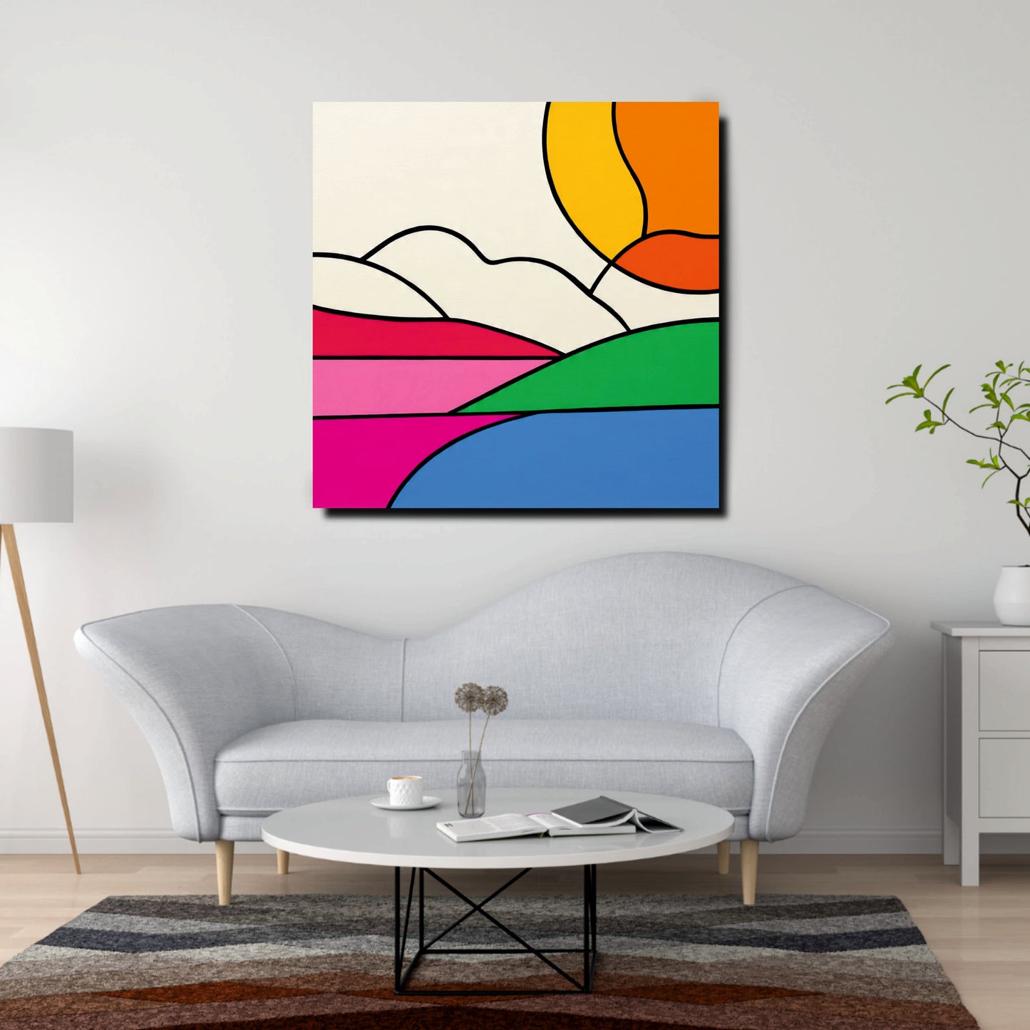 Abstract Landscape Canvas Wall Art Stretched Frame – Modern Digital Painting