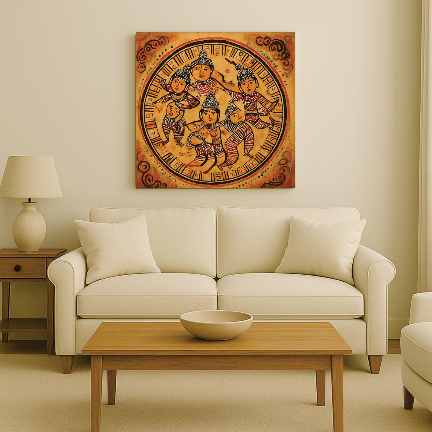 Forest Tribe Storytelling Canvas Wall Art Stretched Frame Painting