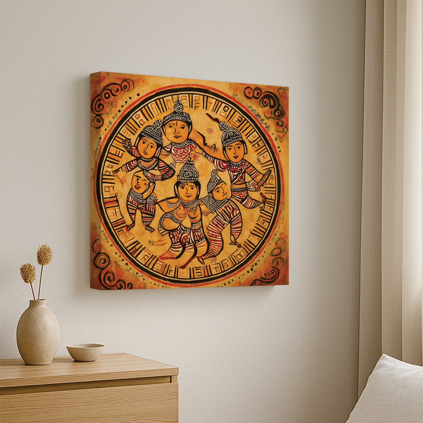 Forest Tribe Storytelling Canvas Wall Art Stretched Frame Painting