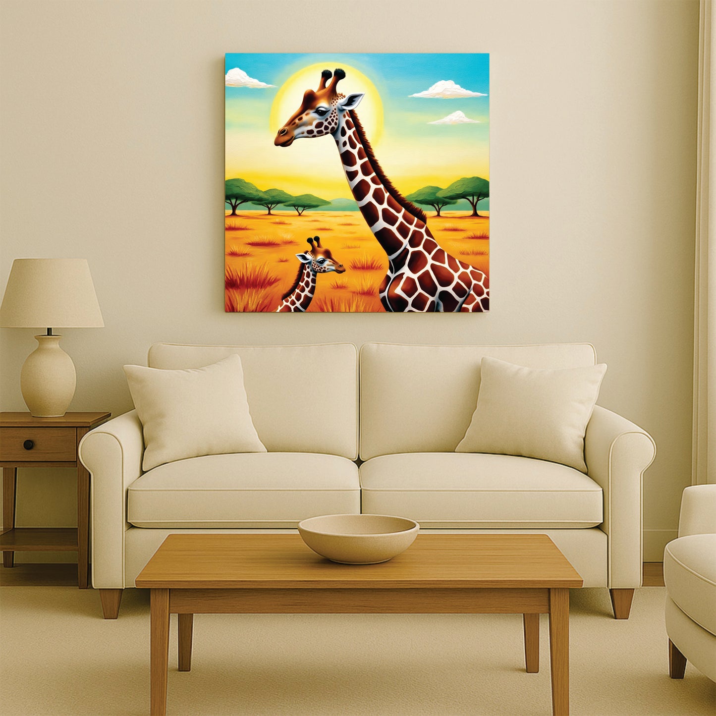 Charming Giraffe Canvas Wall Art Stretched Frame Painting
