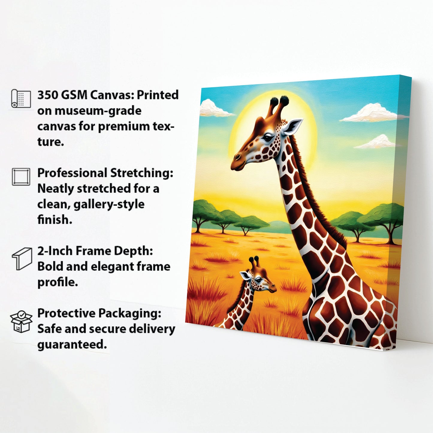Charming Giraffe Canvas Wall Art Stretched Frame Painting