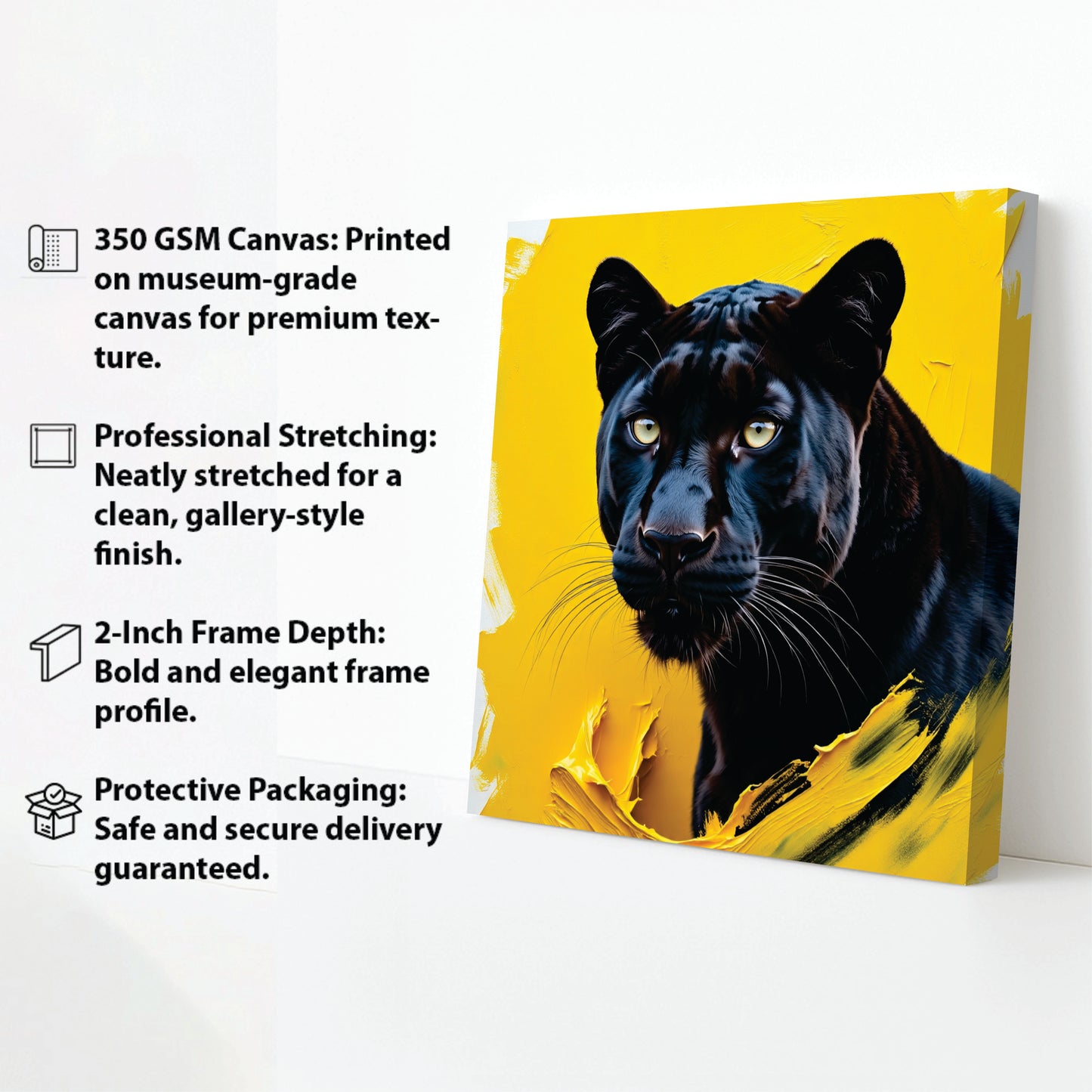 Majestic Black Panther Canvas Wall Art Stretched Frame Painting