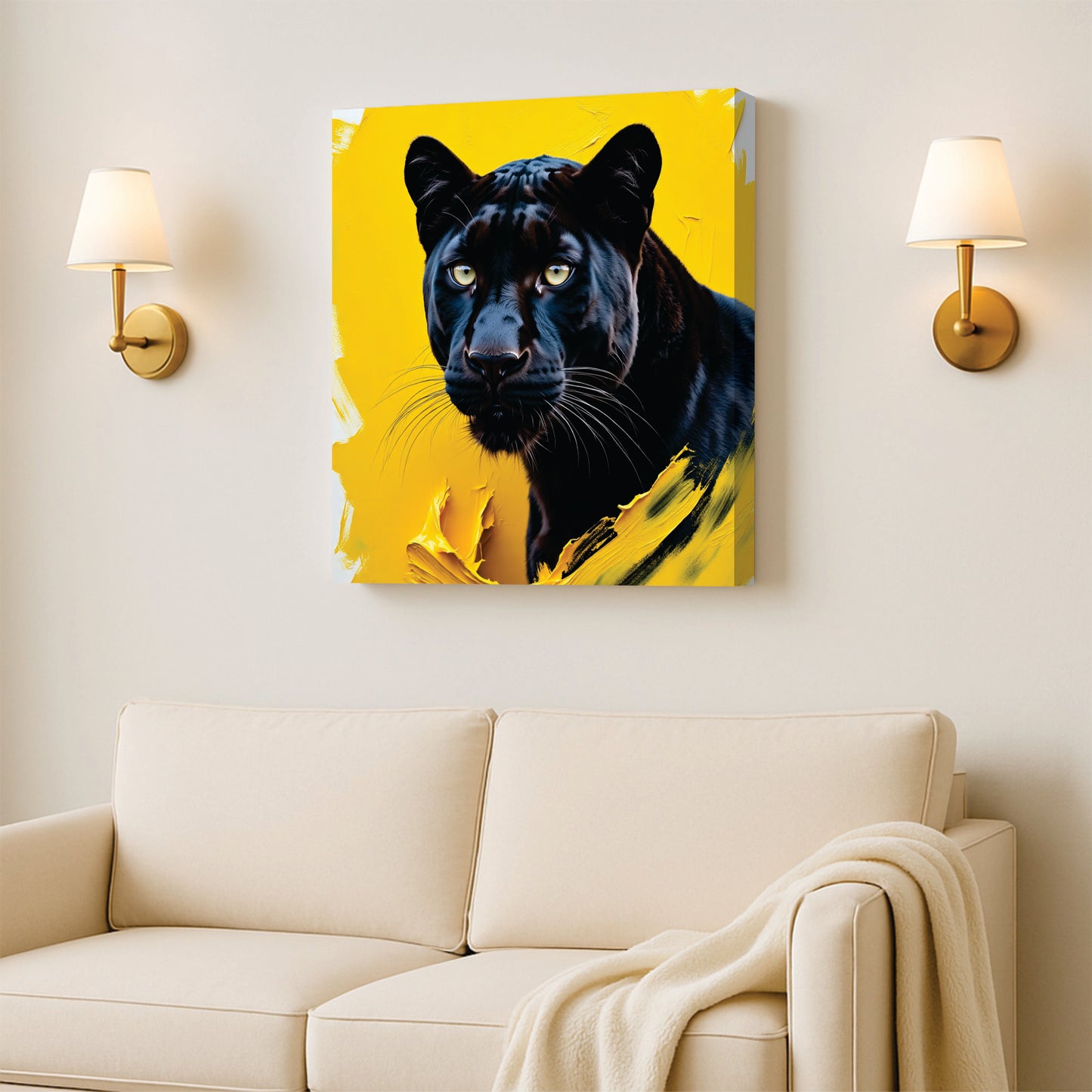 Majestic Black Panther Canvas Wall Art Stretched Frame Painting