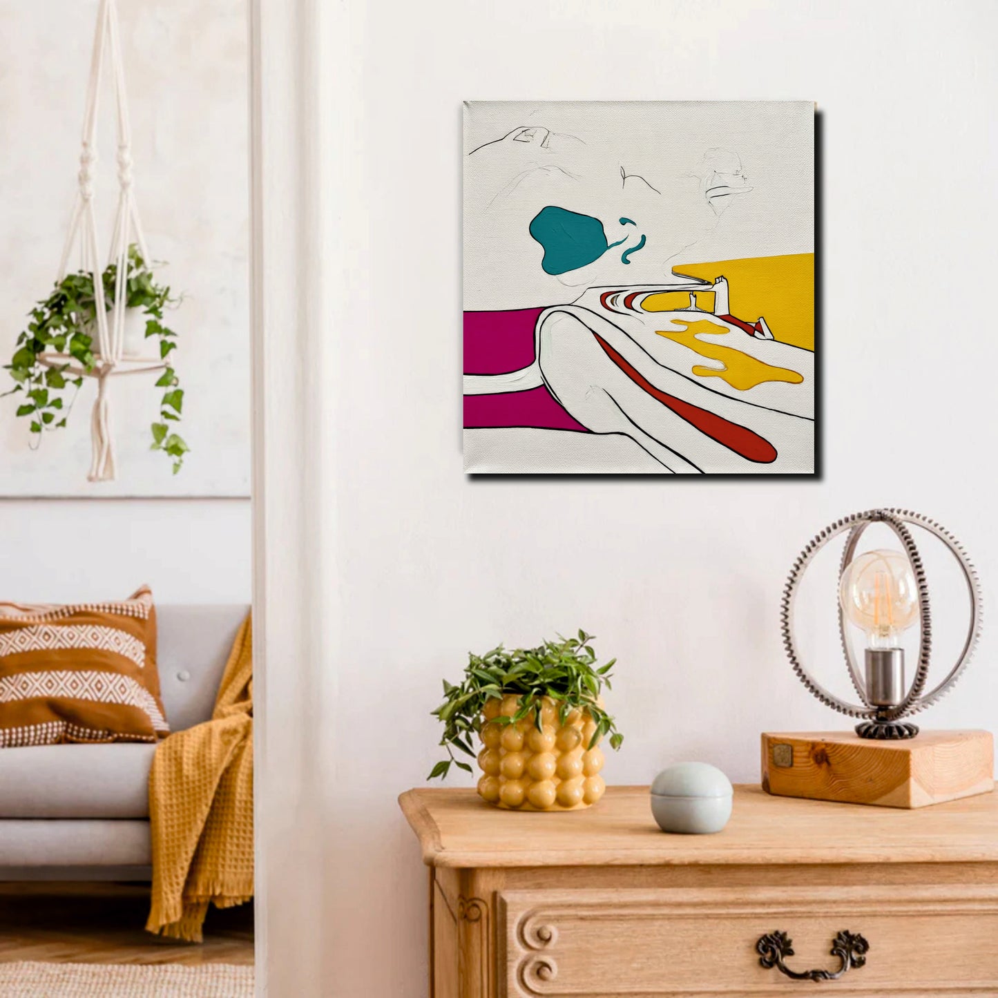 Abstract Flow Digital Canvas Wall Art Stretched Frame – Minimalist Home Décor