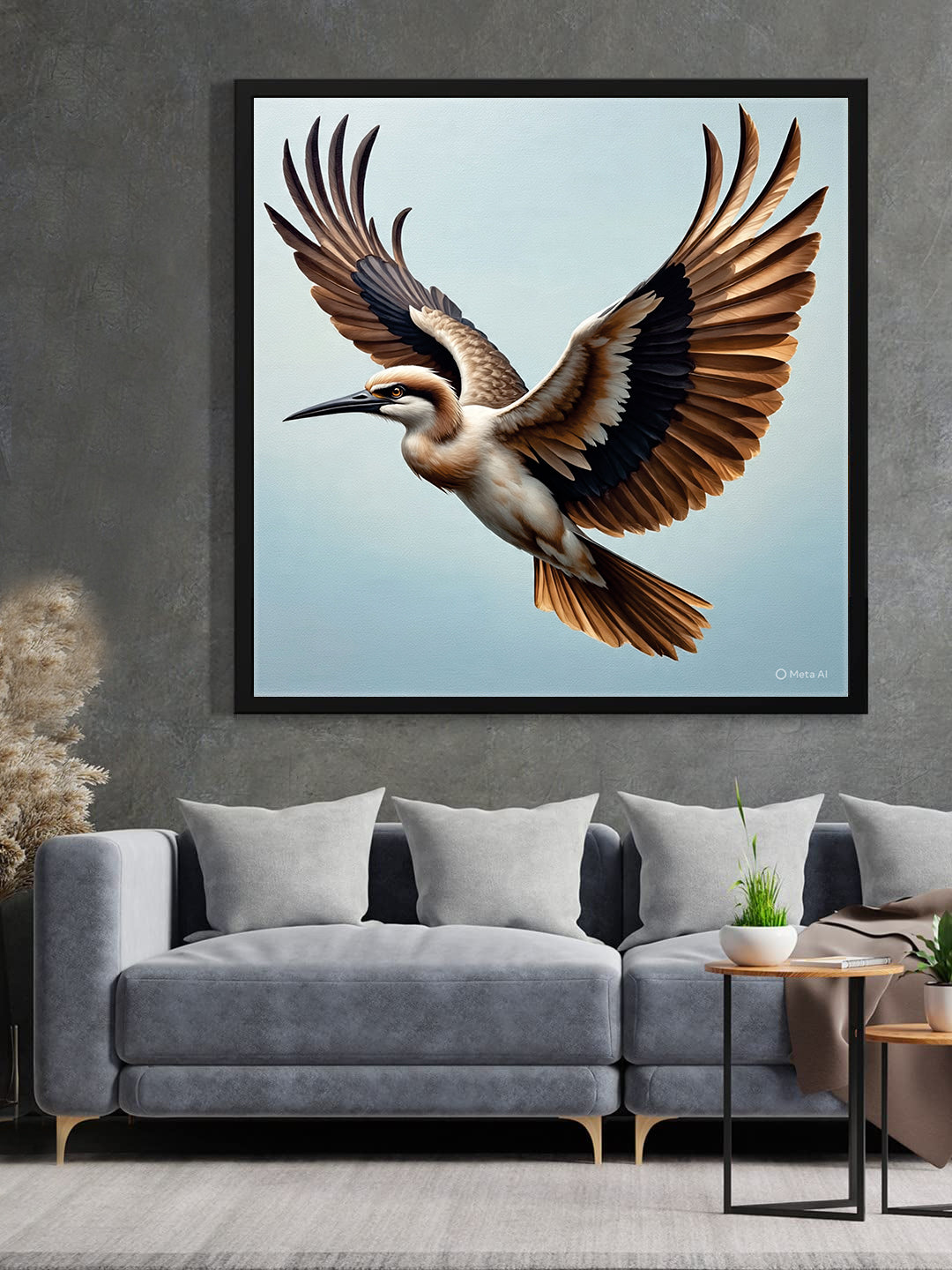 Carrying Dreams on Feathered Wings Canvas Wall Art Black Frame Paiting