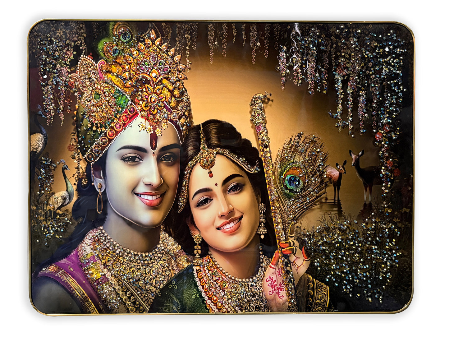 Radha Krishna Crystal Wall Art Painting In Big Size
