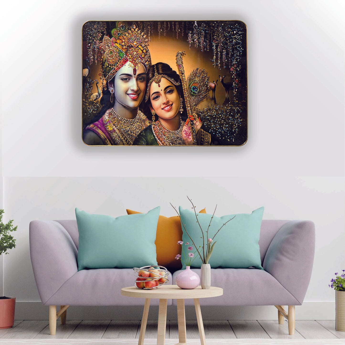 Radha Krishna Crystal Wall Art Painting In Big Size