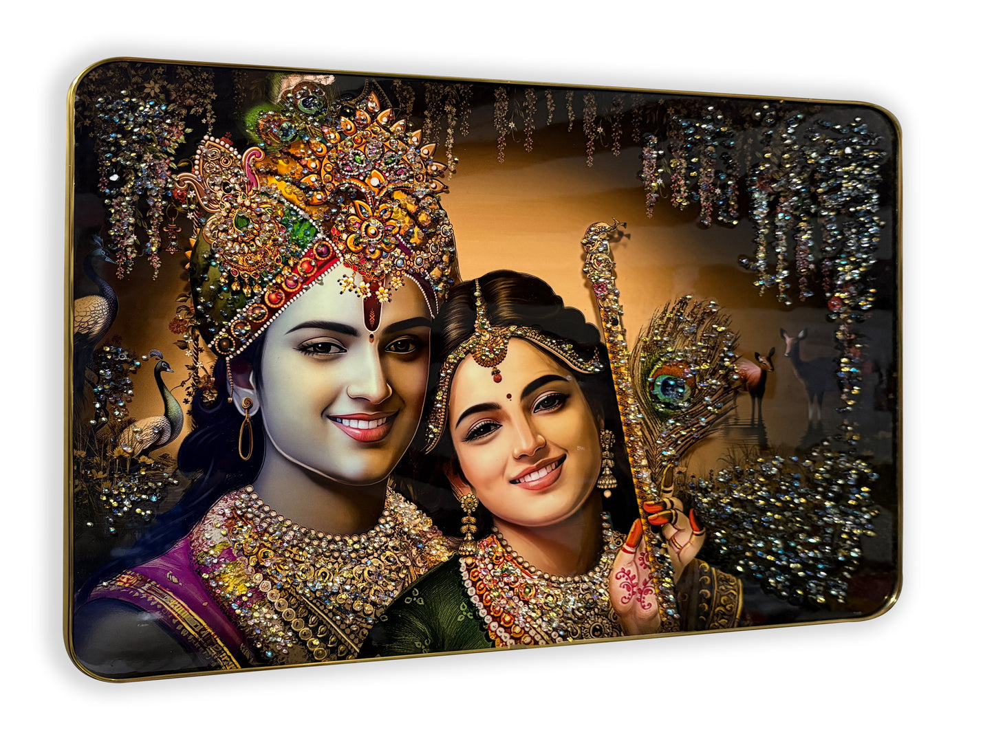 Radha Krishna Crystal Wall Art Painting In Big Size